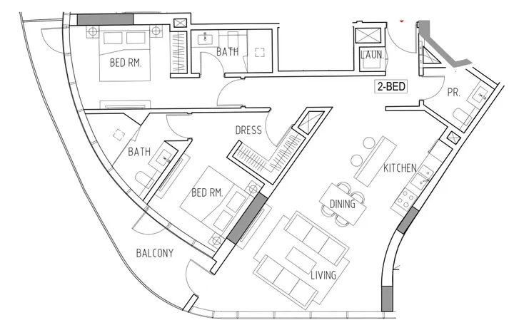 2 BR floor plan