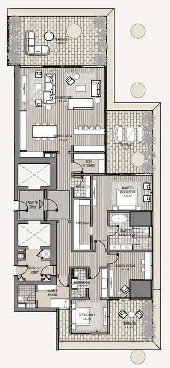 2 BR floor plan