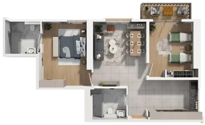 2 BR floor plan