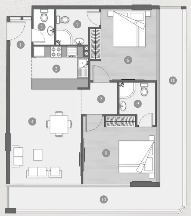 2 BR floor plan