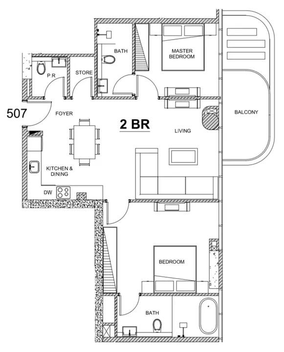 2 BR floor plan