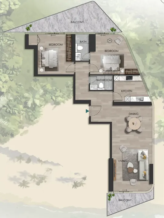 2 BR floor plan