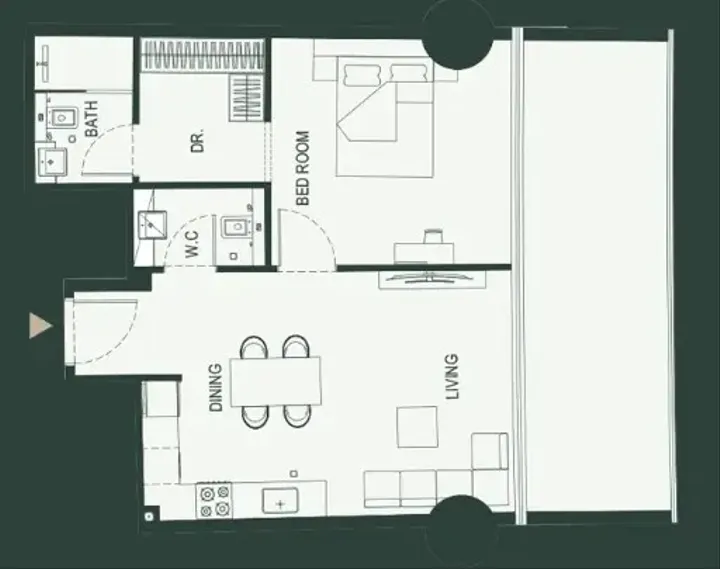 1 BR floor plan