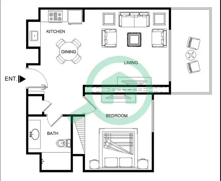 1 BR floor plan