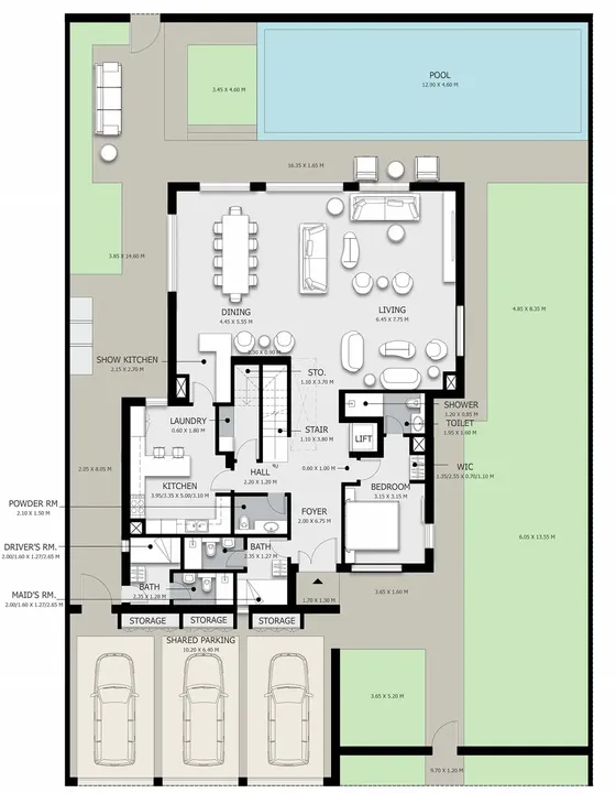 5 BR floor plan