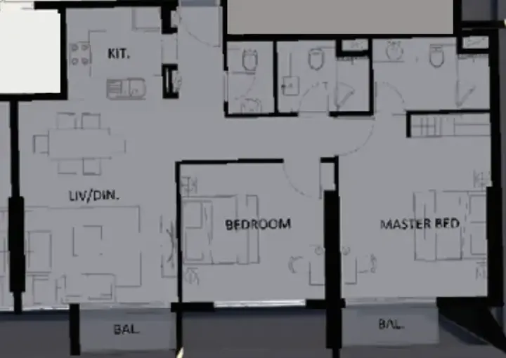 2 BR floor plan