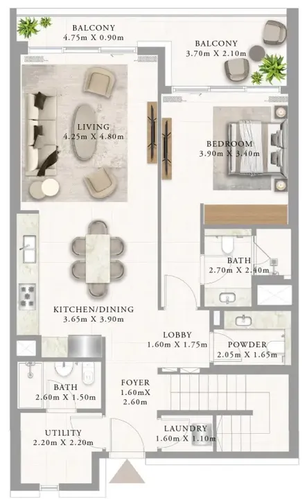 3 BR floor plan
