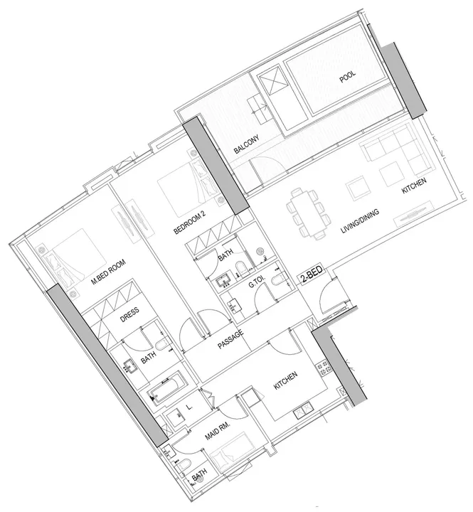 2 BR floor plan