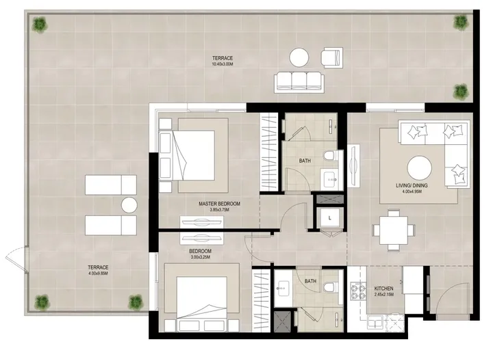 2 BR floor plan