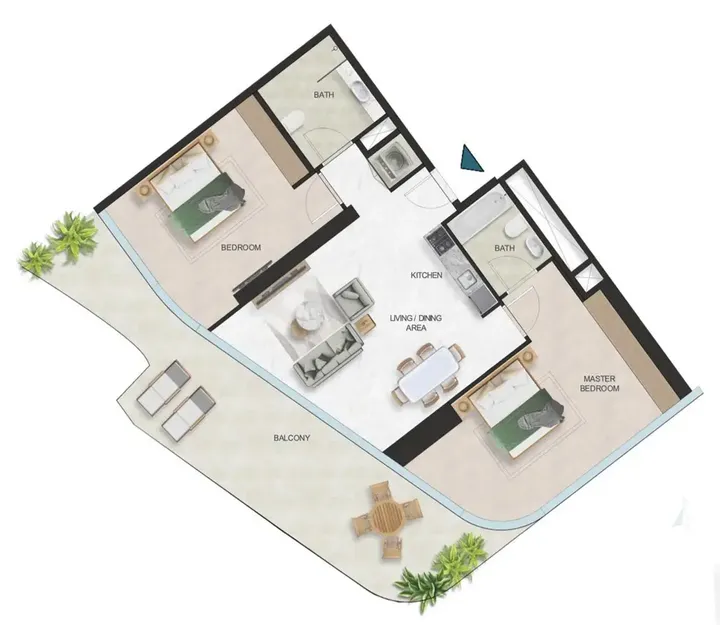 2 BR floor plan