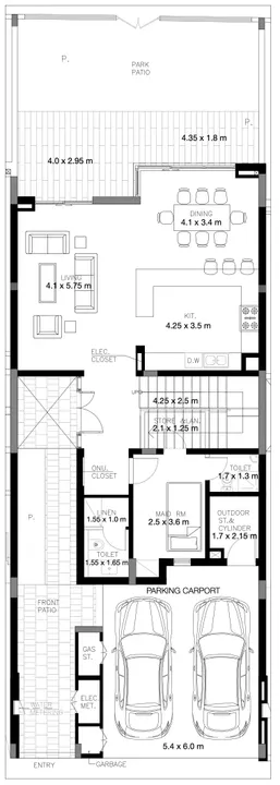 3 BR floor plan