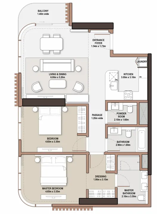 2 BR floor plan