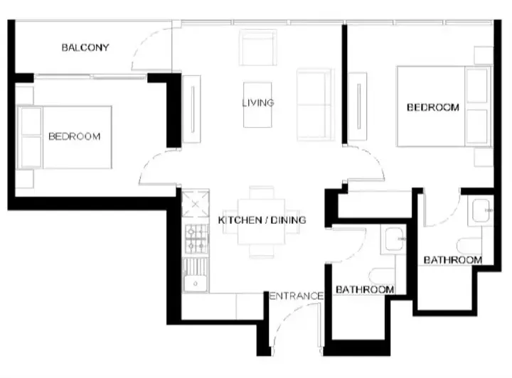 2 BR floor plan