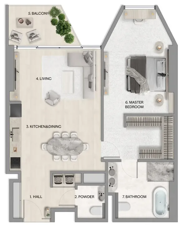 1 BR floor plan