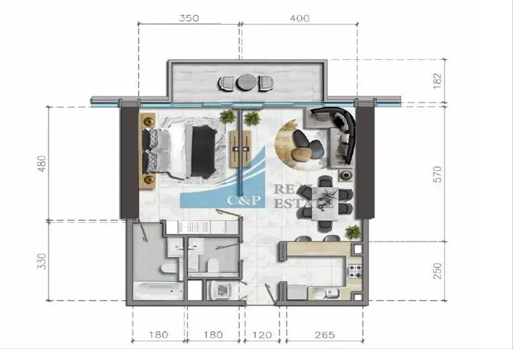 1 BR floor plan