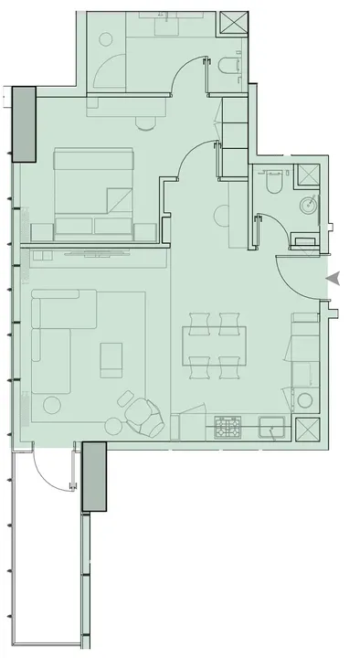 1 BR floor plan