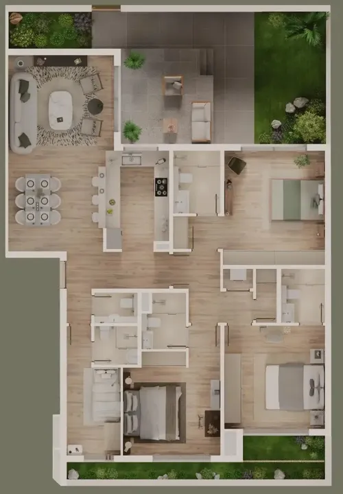3 BR floor plan