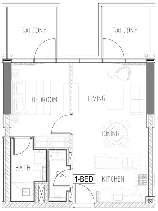 1 BR floor plan