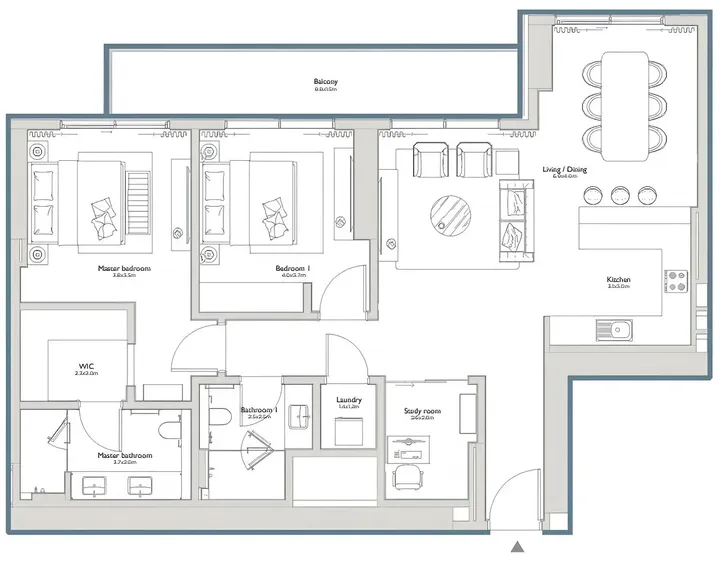 2 BR floor plan