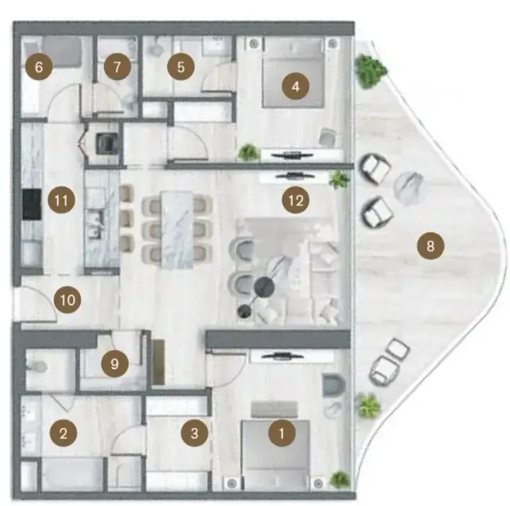 2 BR floor plan