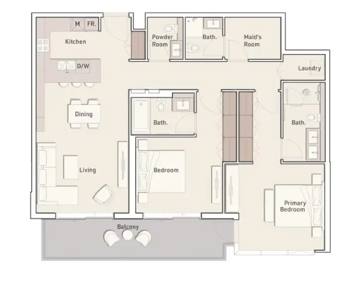 2 BR floor plan