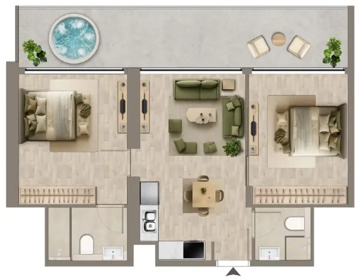 2 BR floor plan