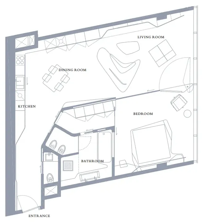 1 BR floor plan