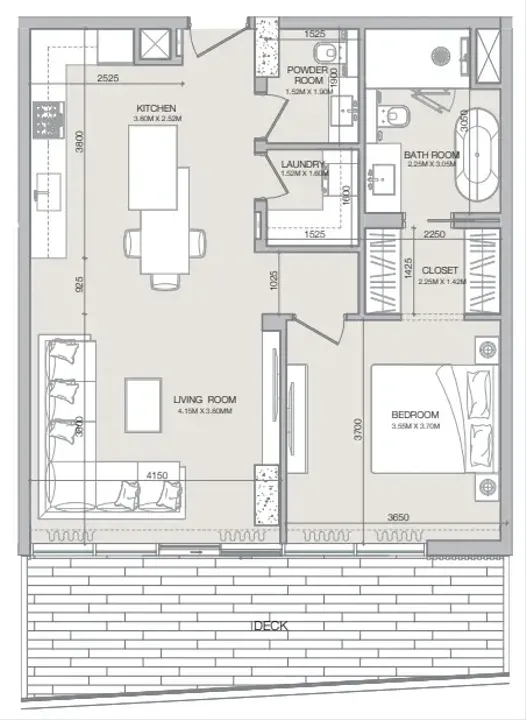 1 BR floor plan