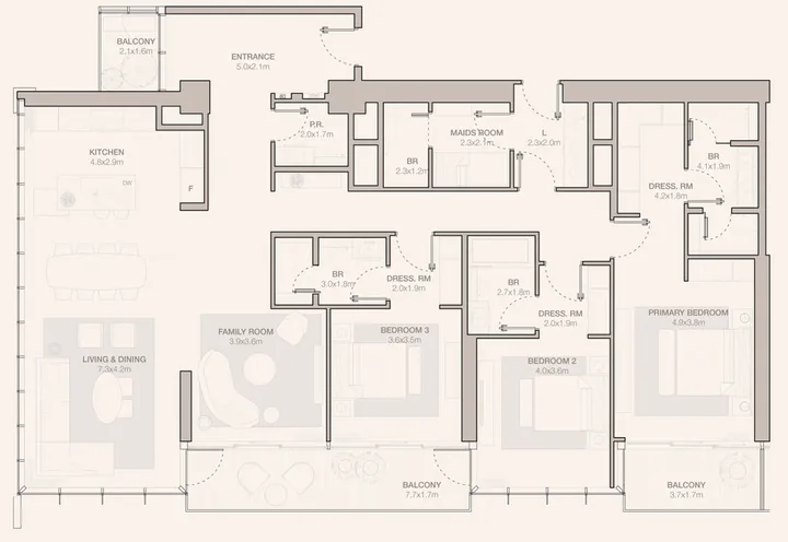 3 BR floor plan