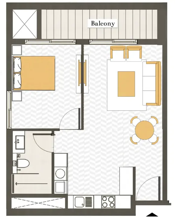 1 BR floor plan