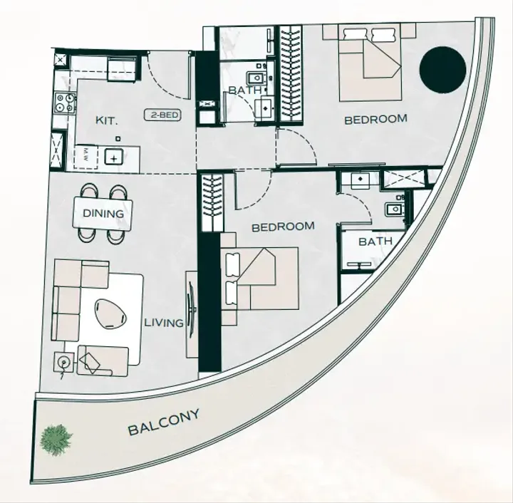 2 BR floor plan