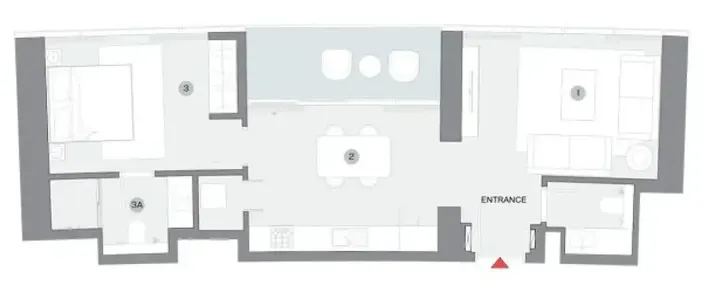 1 BR floor plan