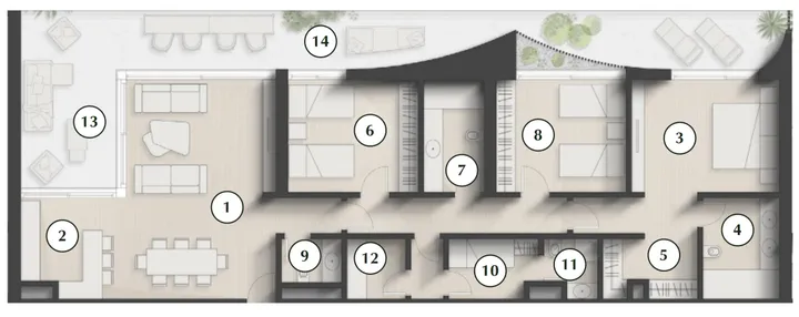 3 BR floor plan