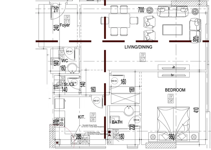 1 BR floor plan