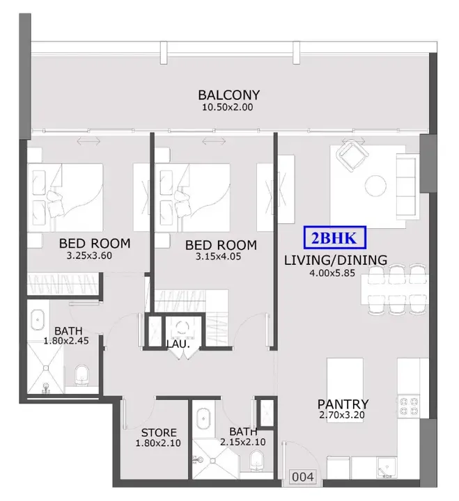 2 BR floor plan