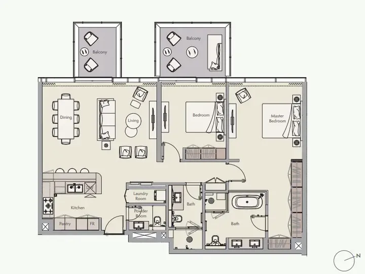 2 BR floor plan