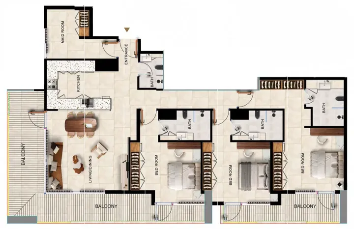 3 BR floor plan