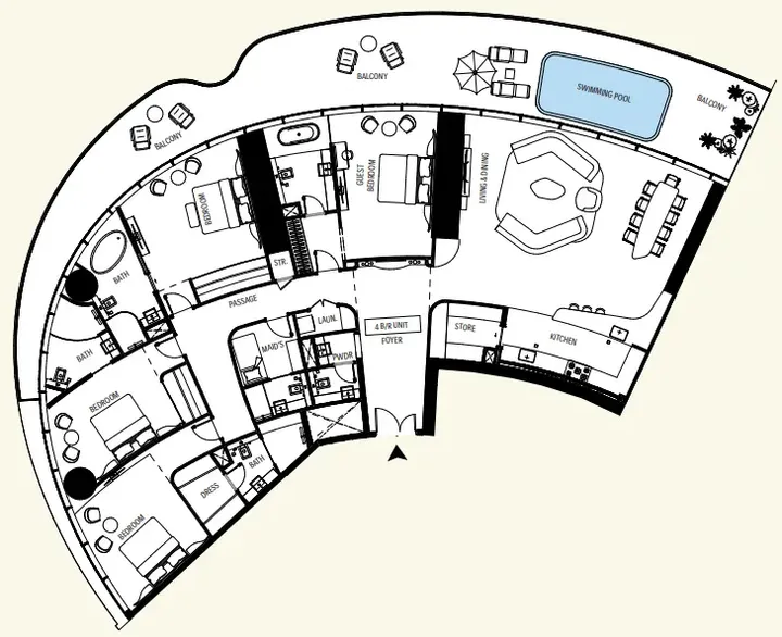 4 BR floor plan