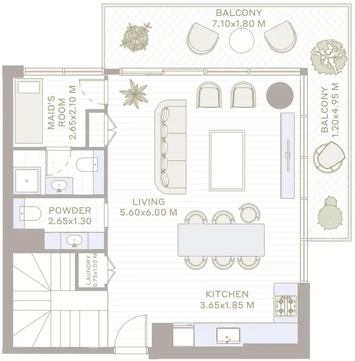3 BR floor plan