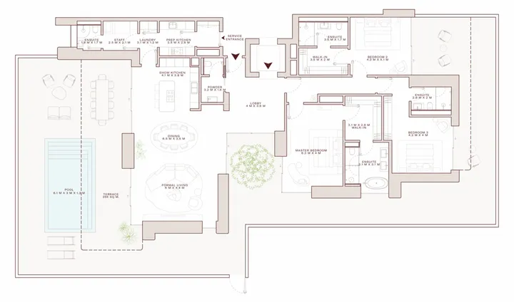 3 BR floor plan
