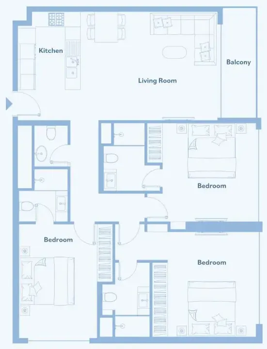 3 BR floor plan