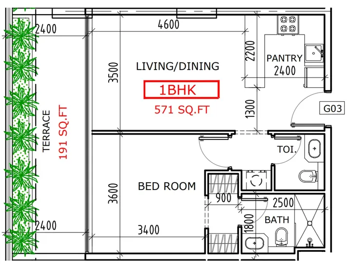 2 BR floor plan