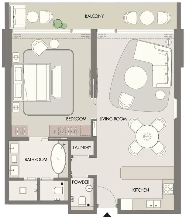 1 BR floor plan