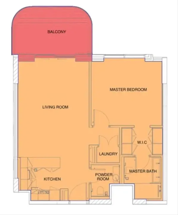 1 BR floor plan