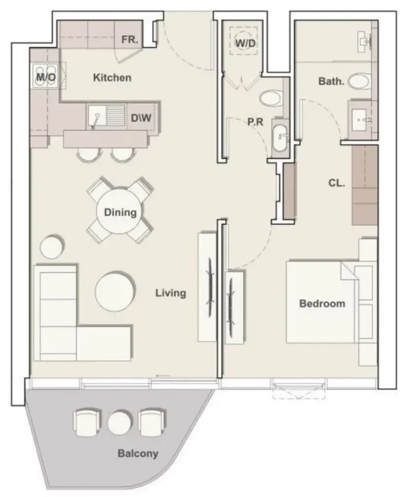 1 BR floor plan