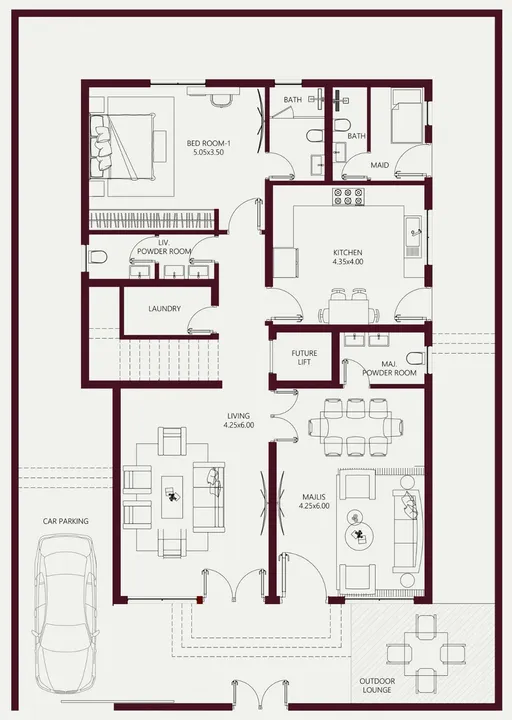 5 BR floor plan