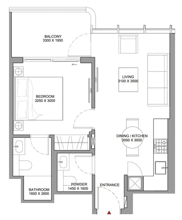 2 BR floor plan