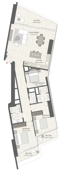 2 BR floor plan