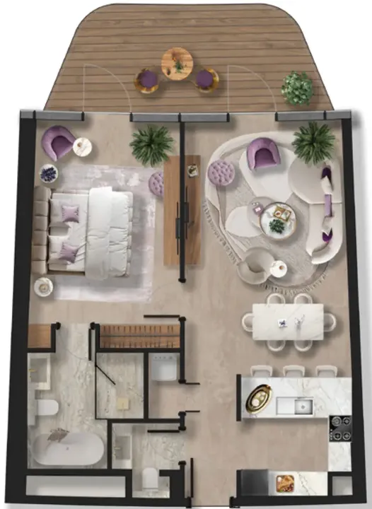 1 BR floor plan