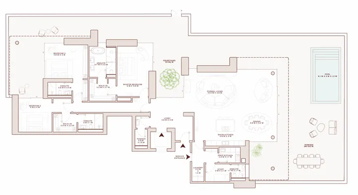 3 BR floor plan